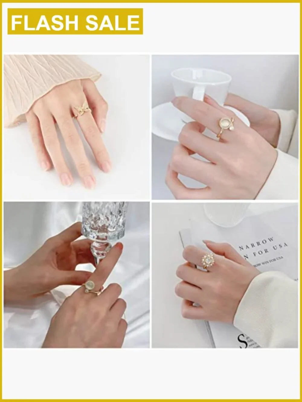 6 Pcs Adjustable Spinner Anxiety Rings Set Fidget Rings Stress Relief